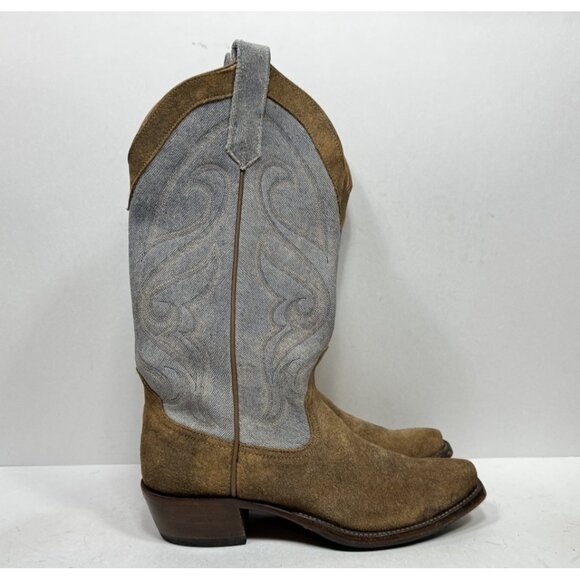 Rios of Mercedes Kemo Sabe Western Cowboy Boots Blue Jean Roughout Womens Sz 7.5 - Picture 1 of 13